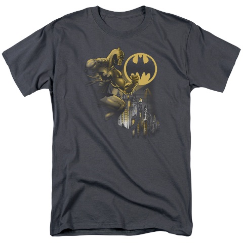 Batman-Bat Signal - Short Sleeve Adult 18-1 Tee - Charcoal- Medium