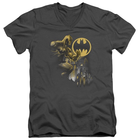 Batman-Bat Signal - Short Sleeve Adult 30-1 Tee - Charcoal, Medium