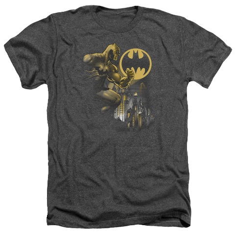 Batman-Bat Signal - Adult Heather Tee - Charcoal- Extra Large