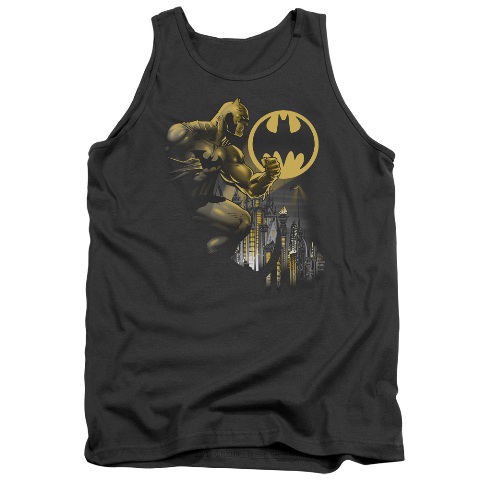 Batman-Bat Signal - Adult Tank Top - Charcoal- Medium