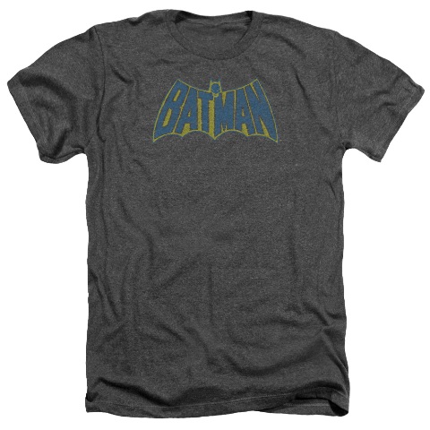 Batman-Sketch Logo - Adult Heather Tee - Charcoal- Medium