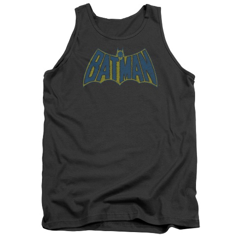 Batman-Sketch Logo - Adult Tank Top - Charcoal- Medium