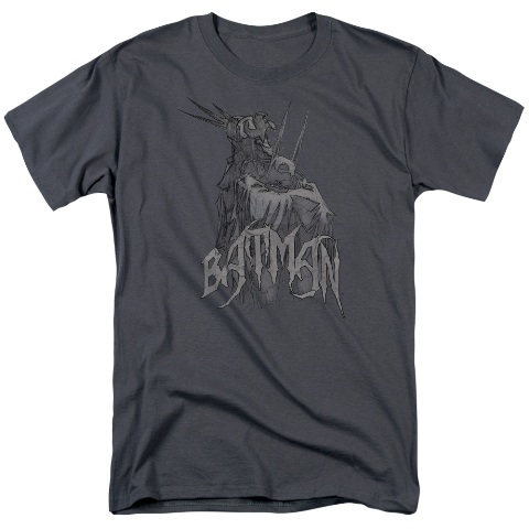 Batman-Scary Right Hand - Short Sleeve Adult 18-1 Tee - Charcoal- Medium
