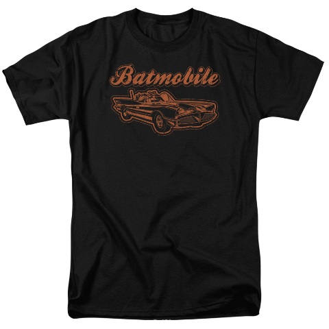 Batman-Batmobile - Short Sleeve Adult 18-1 Tee - Black- Medium