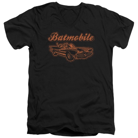 Batman-Batmobile - Short Sleeve Adult 30-1 Tee - Black- Small