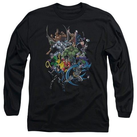 Batman-Saints And Psychos - Long Sleeve Adult 18-1 Tee - Black- Medium