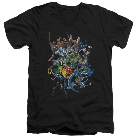 Batman-Saints And Psychos - Short Sleeve Adult 30-1 Tee - Black- Medium