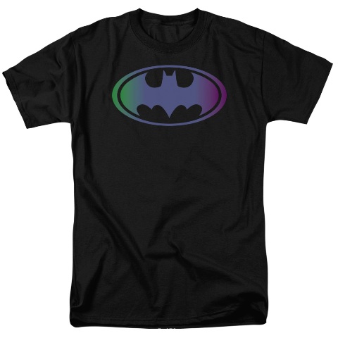 Batman-Gradient Bat Logo - Short Sleeve Adult 18-1 Tee - Black- Medium