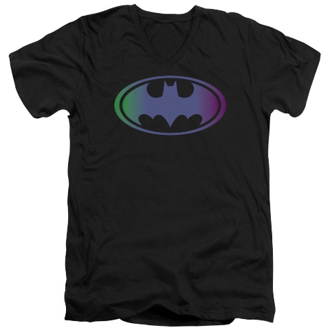 Batman-Gradient Bat Logo - Short Sleeve Adult 30-1 Tee - Black- Medium