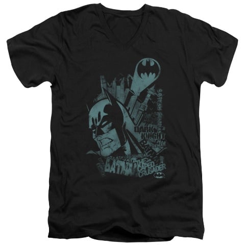Batman-Gritted Teeth - Short Sleeve Adult 30-1 Tee - Black- Medium