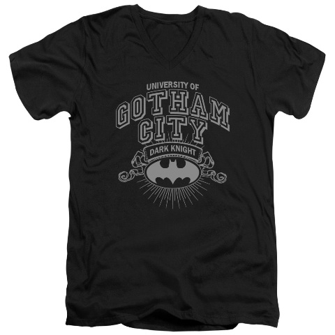 Batman-University Of Gotham - Short Sleeve Adult 30-1 Tee - Black- Medium