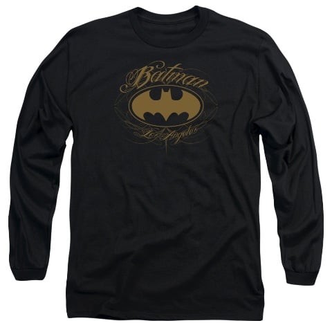 Batman-Batman La - Long Sleeve Adult 18-1 Tee - Black- Small