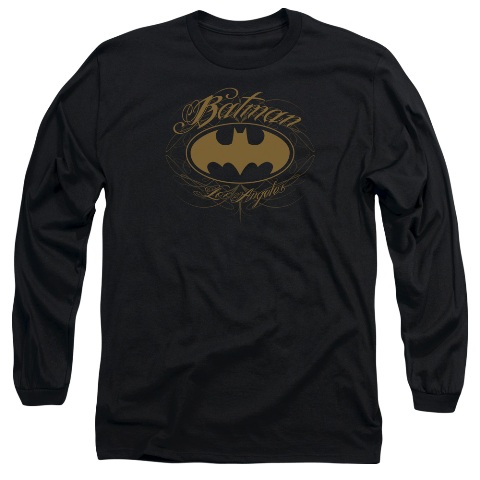 Batman-Batman La - Long Sleeve Adult 18-1 Tee - Black- 2X
