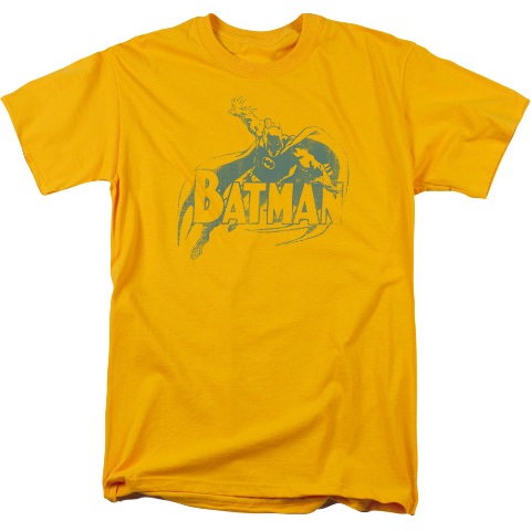 Batman-Heres Batman - Short Sleeve Adult 18-1 Tee - Gold- Medium