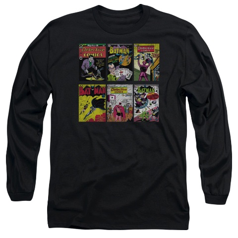 Batman-Bm Covers - Long Sleeve Adult 18-1 Tee - Black- Large