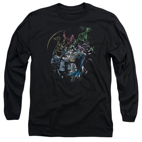 Batman-Surrounded - Long Sleeve Adult 18-1 Tee - Black, Large