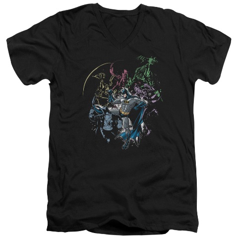 Batman-Surrounded - Short Sleeve Adult 30-1 Tee - Black- 2X