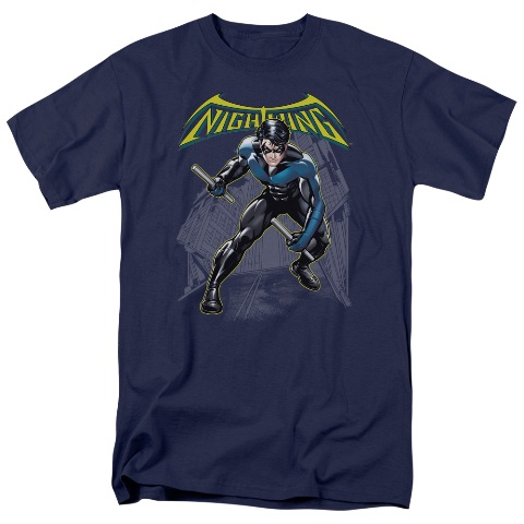 Batman-Nightwing - Short Sleeve Adult 18-1 Tee - Navy- 2X