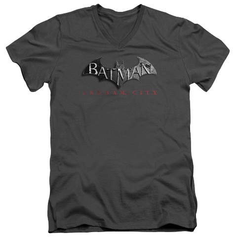 Arkham City-Logo - Short Sleeve Adult 30-1 Tee - Charcoal, Medium