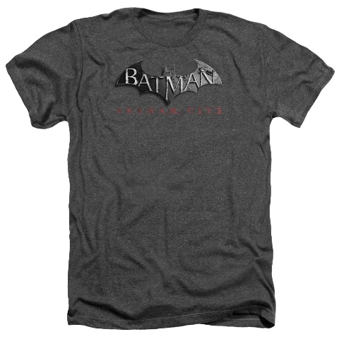 Arkham City-Logo - Adult Heather Tee - Charcoal- Medium