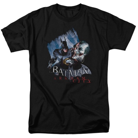 Arkham City-Jokes On You - Short Sleeve Adult 18-1 Tee - Black- Large
