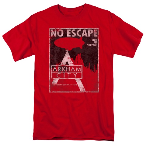 Arkham City-No Escape - Short Sleeve Adult 18-1 Tee - Red- Medium