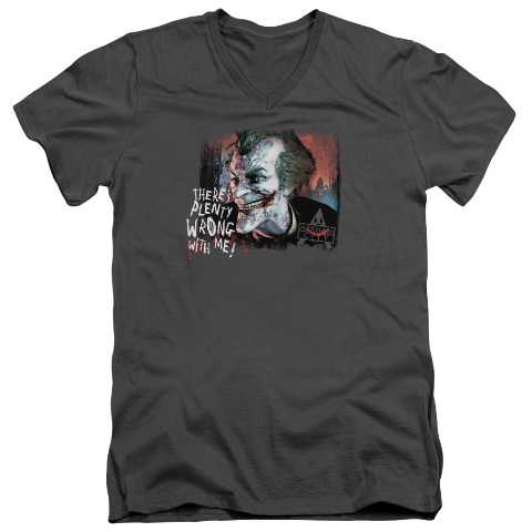 Arkham City-Plenty Wrong - Short Sleeve Adult 30-1 Tee - Charcoal- Small