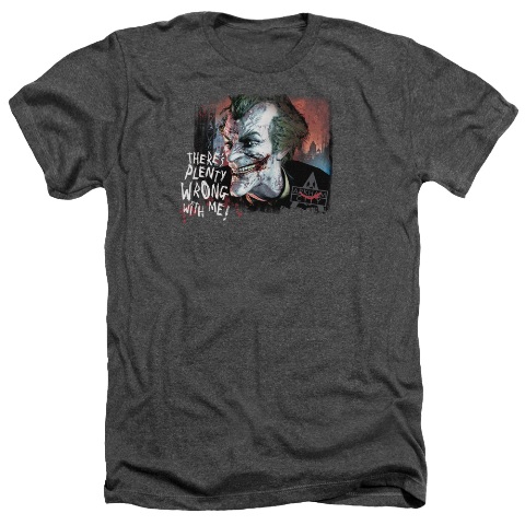 Arkham City-Plenty Wrong - Adult Heather Tee - Charcoal- Medium