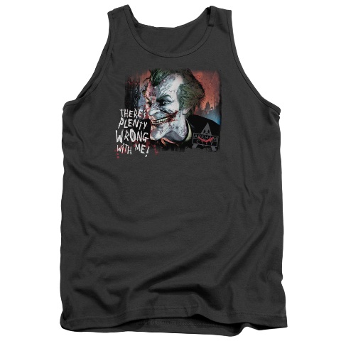 Arkham City-Plenty Wrong - Adult Tank Top - Charcoal- Medium