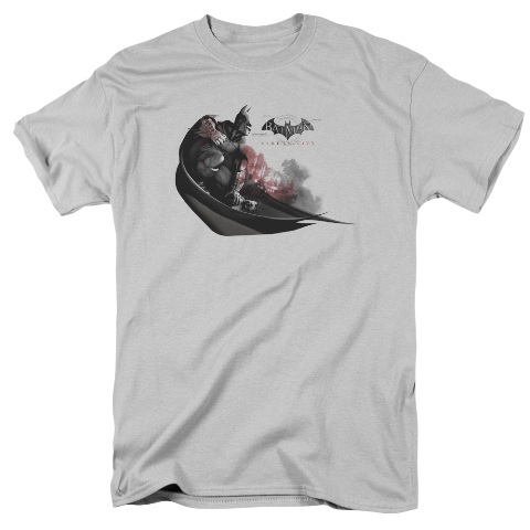Arkham City-Ready To Pounce - Short Sleeve Adult 18-1 Tee - Silver- Medium
