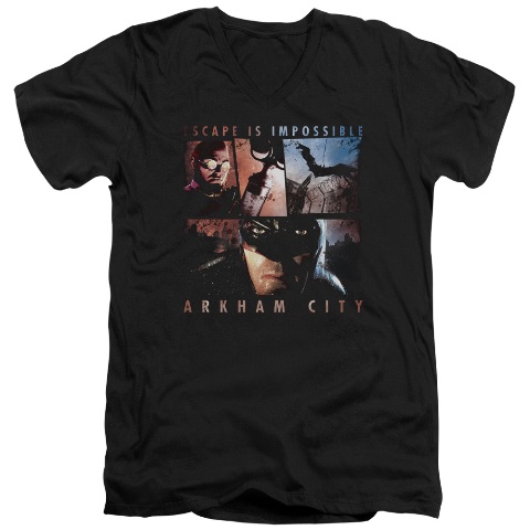 Arkham City-Escape Is Impossible - Short Sleeve Adult 30-1 Tee - Black- Medium
