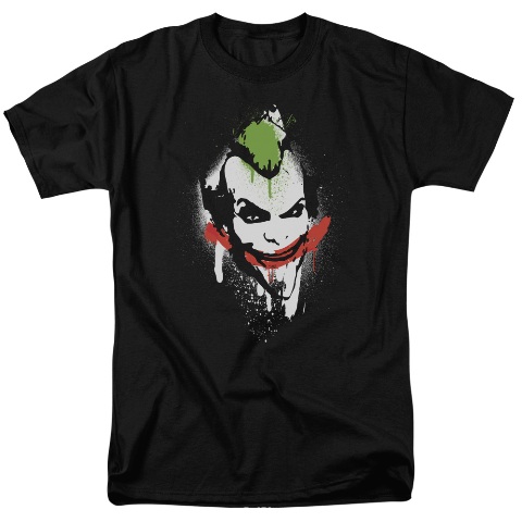 Arkham City-Spraypaint Smile - Short Sleeve Adult 18-1 Tee - Black- 3X