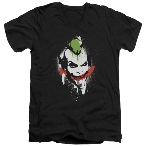 Arkham City-Spraypaint Smile - Short Sleeve Adult 30-1 Tee - Black- Medium