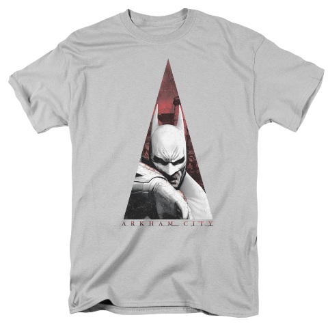 Arkham City-Bat Triangle - Short Sleeve Adult 18-1 Tee - Silver- Medium