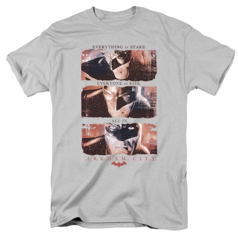 Arkham City-All In - Short Sleeve Adult 18-1 Tee - Silver- Medium