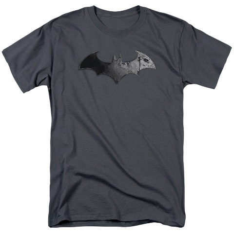 Arkham City-Bat Logo - Short Sleeve Adult 18-1 Tee - Charcoal- Medium