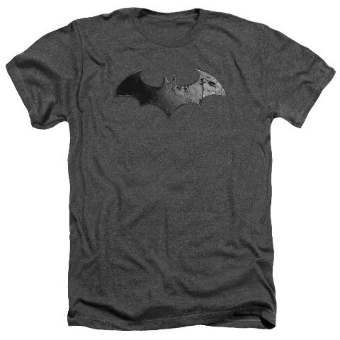Arkham City-Bat Logo - Adult Heather Tee - Charcoal- Small