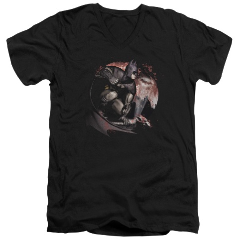 Arkham City-Blood Moon - Short Sleeve Adult 30-1 Tee - Black- Medium