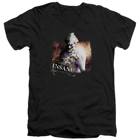 Arkham City-Certified Insane - Short Sleeve Adult 30-1 Tee - Black- Medium