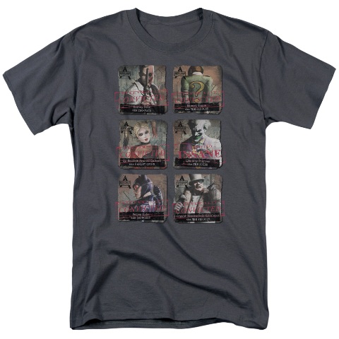 Arkham City-Arkham Lineup - Short Sleeve Adult 18-1 Tee - Charcoal, Medium
