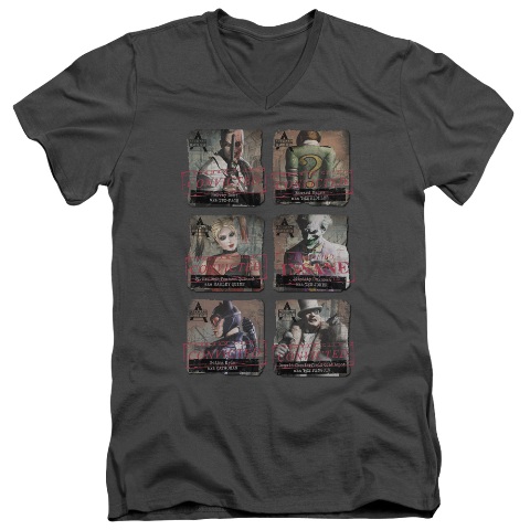 Arkham City-Arkham Lineup - Short Sleeve Adult 30-1 Tee - Charcoal, Medium