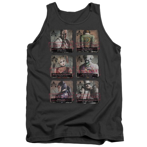 Arkham City-Arkham Lineup - Adult Tank Top - Charcoal- Medium