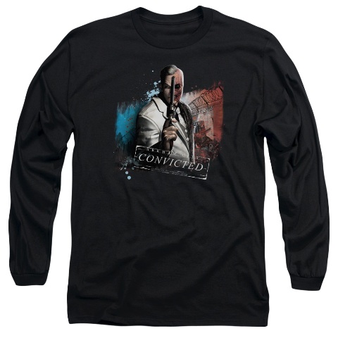 Arkham City-Two Face - Long Sleeve Adult 18-1 Tee - Black- Medium