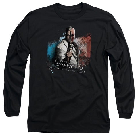 Arkham City-Two Face - Long Sleeve Adult 18-1 Tee - Black- 2X