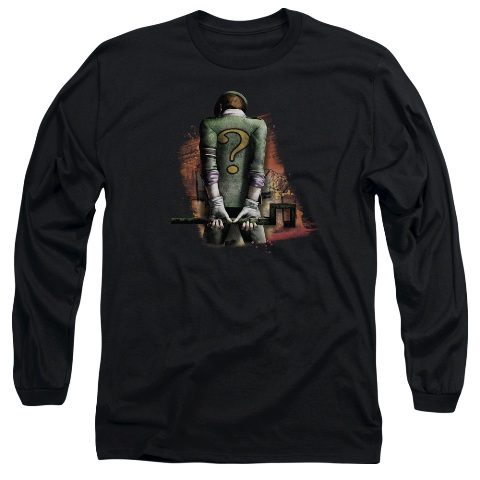 Arkham City-Riddler Convicted - Long Sleeve Adult 18-1 Tee - Black- 2X