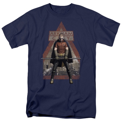 Arkham City-Arkham Robin - Short Sleeve Adult 18-1 Tee - Navy- Extra Large