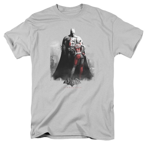 Arkham City-Harley And Bats - Short Sleeve Adult 18-1 Tee - Silver, Medium