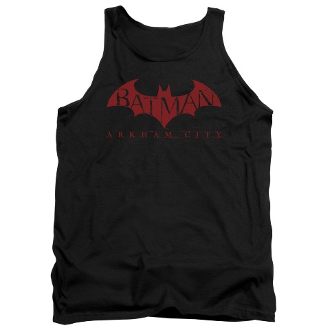 Arkham City-Red Bat - Adult Tank Top - Black- Medium
