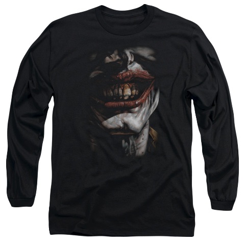 Batman-Smile Of Evil - Long Sleeve Adult 18-1 Tee - Black- Medium