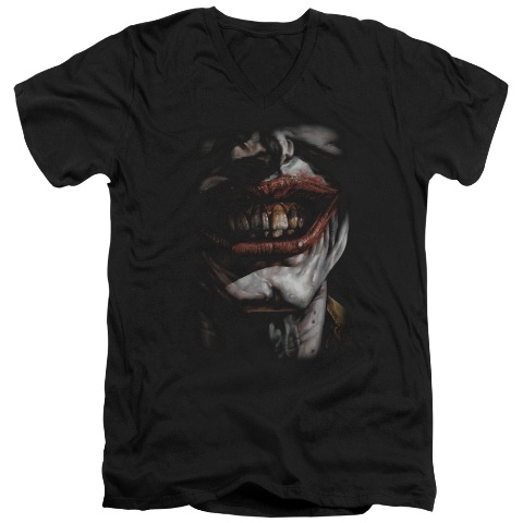 Batman-Smile Of Evil - Short Sleeve Adult 30-1 Tee - Black- Medium